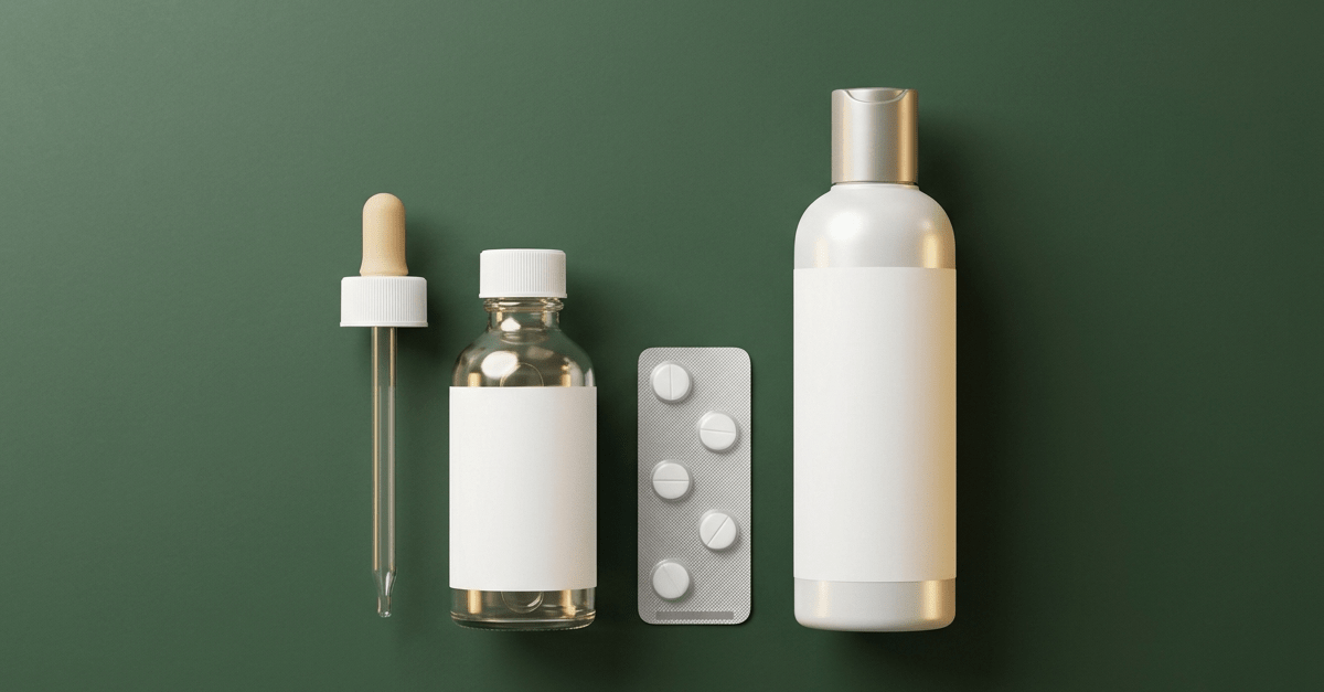 Minoxidil solution, medicated shampoo and oral medication used to treat early hair loss
