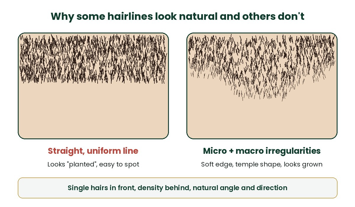 Natural vs unnatural hairline micro and macro irregularities